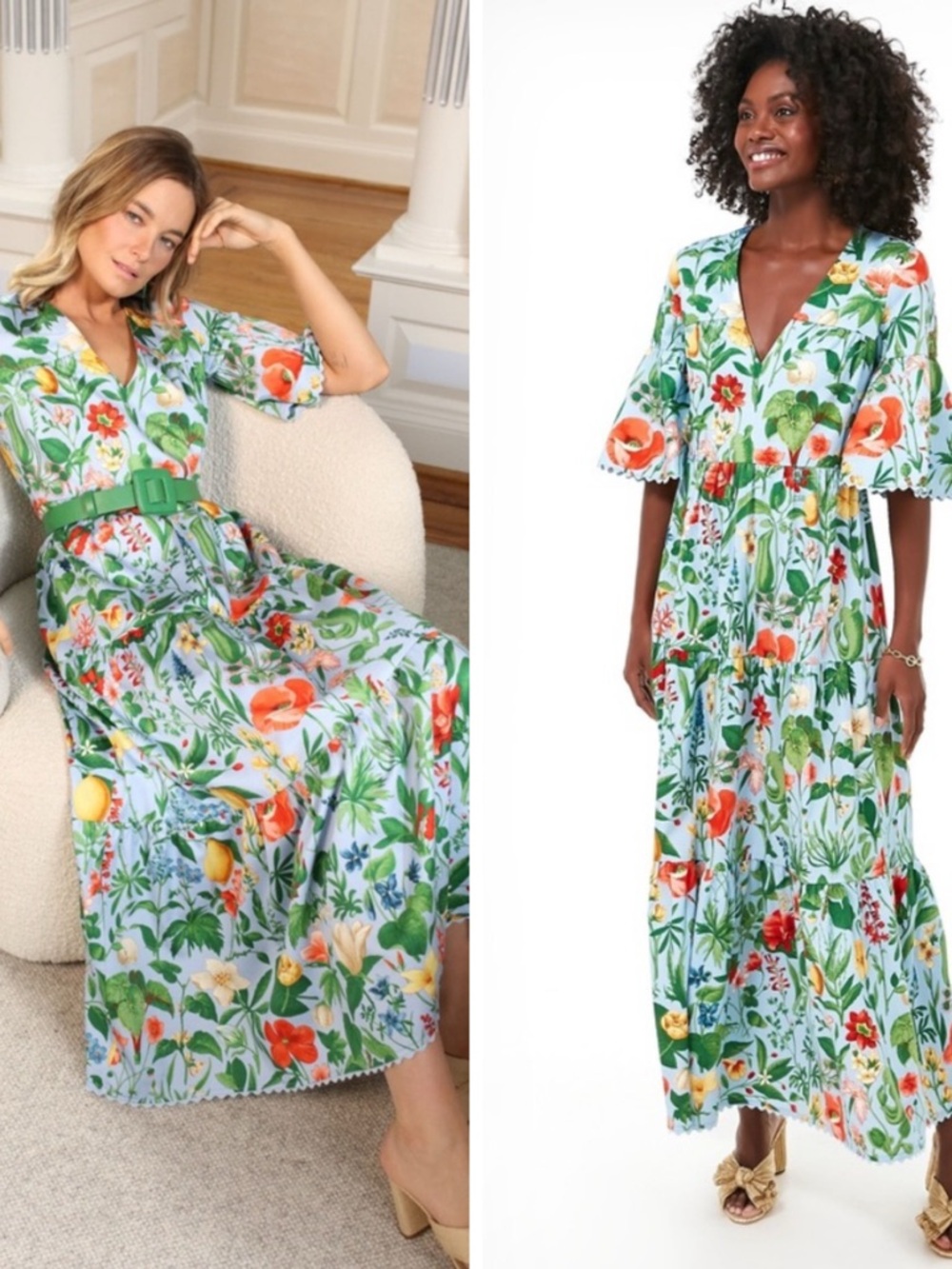 Tuckernuck blue blooming botanicals ginger floral maxi dress